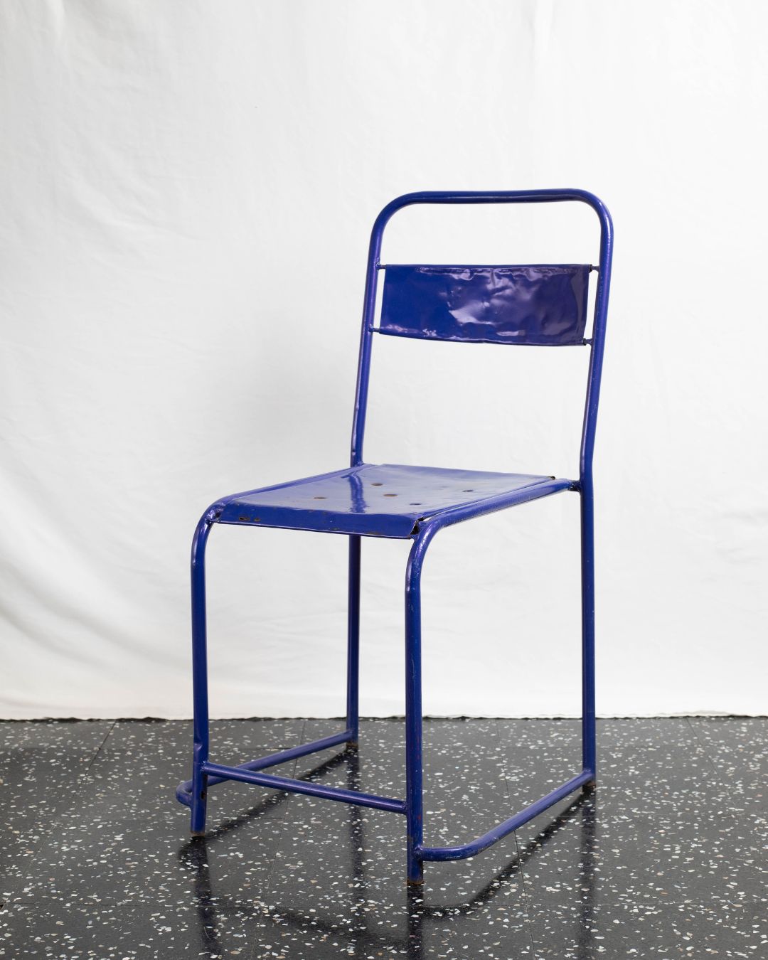 CH037 Emblem Blue Powder-Coated Steel Chair