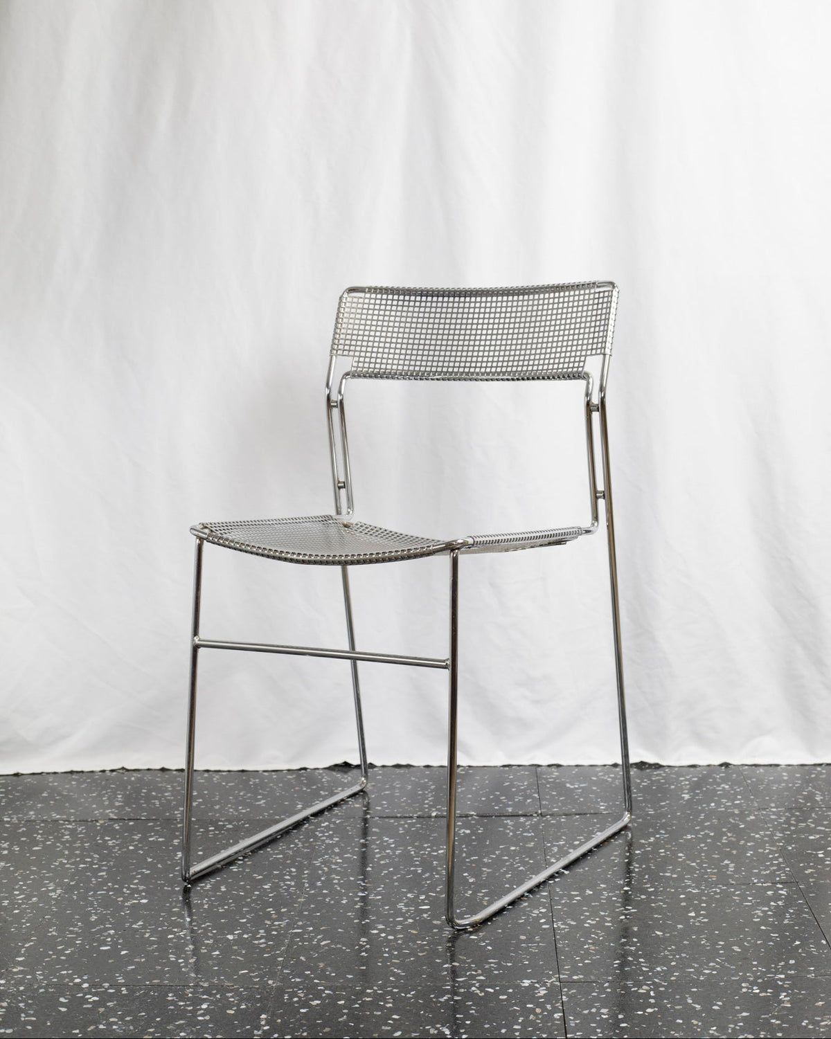 CH282 Chrome Perforated Metal Stacking Chair