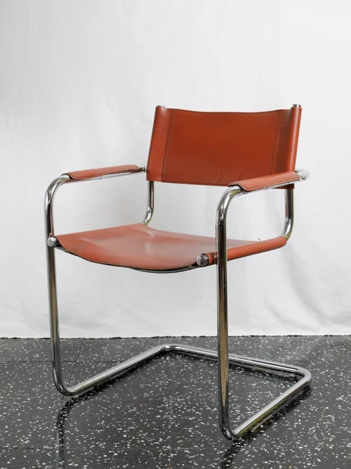 CH343 Orange Leather Cantilever Chair