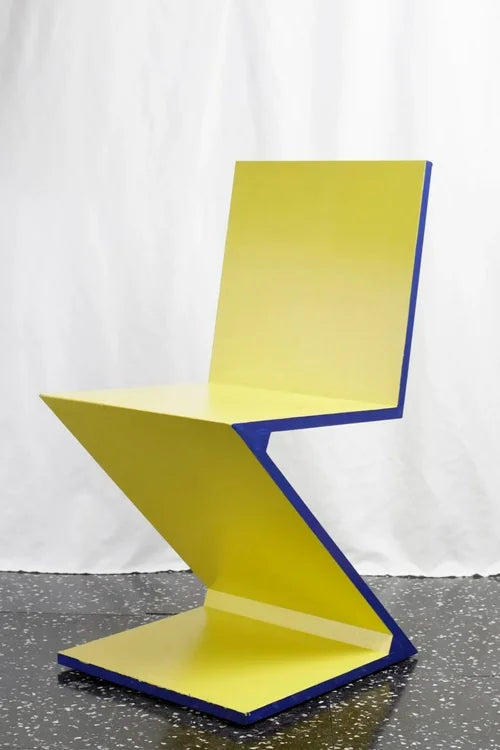 CH293 Canary Yellow and Blue Zig Zag Chair