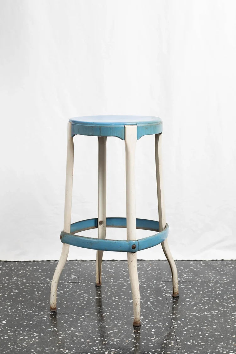 ST103 Cream Metal Stool Baby Blue