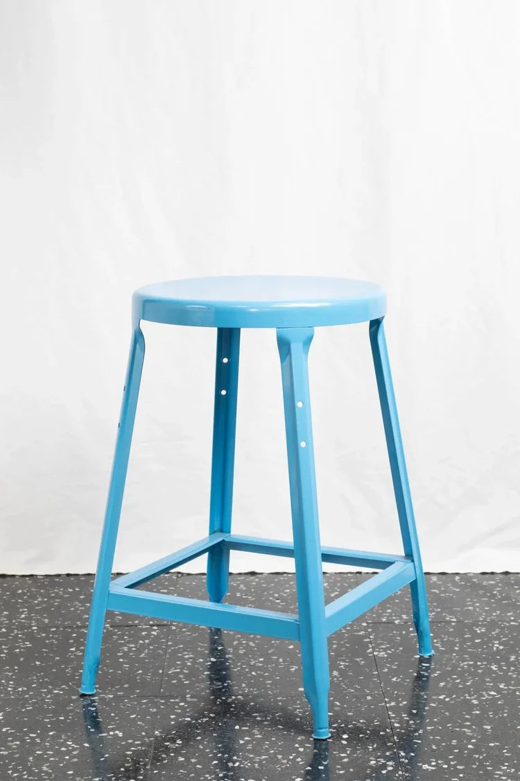 ST265 Round Top Metal Stool Baby Blue Sparkle