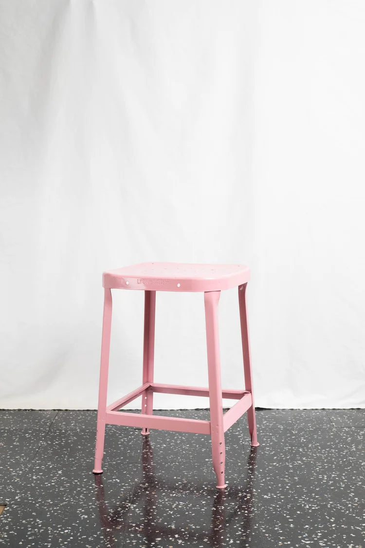 ST269 Square Top Metal Stool Strawberries and Cream Pink