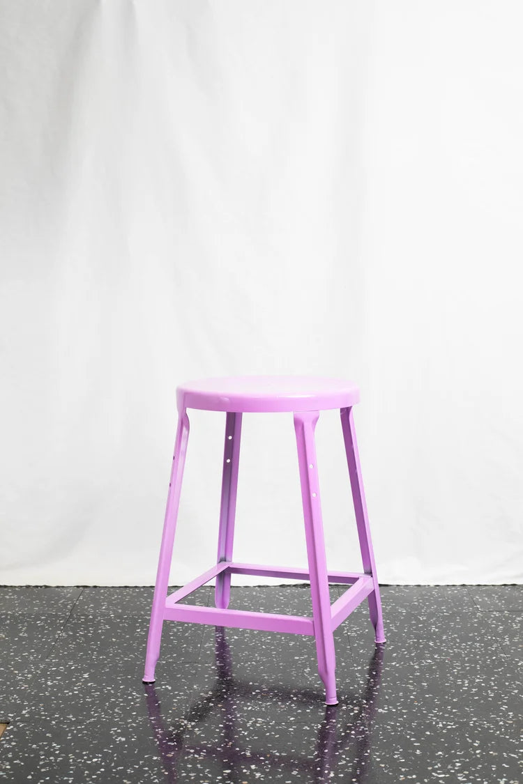 ST267 Round Top Metal Stool Screamin Violet Purple