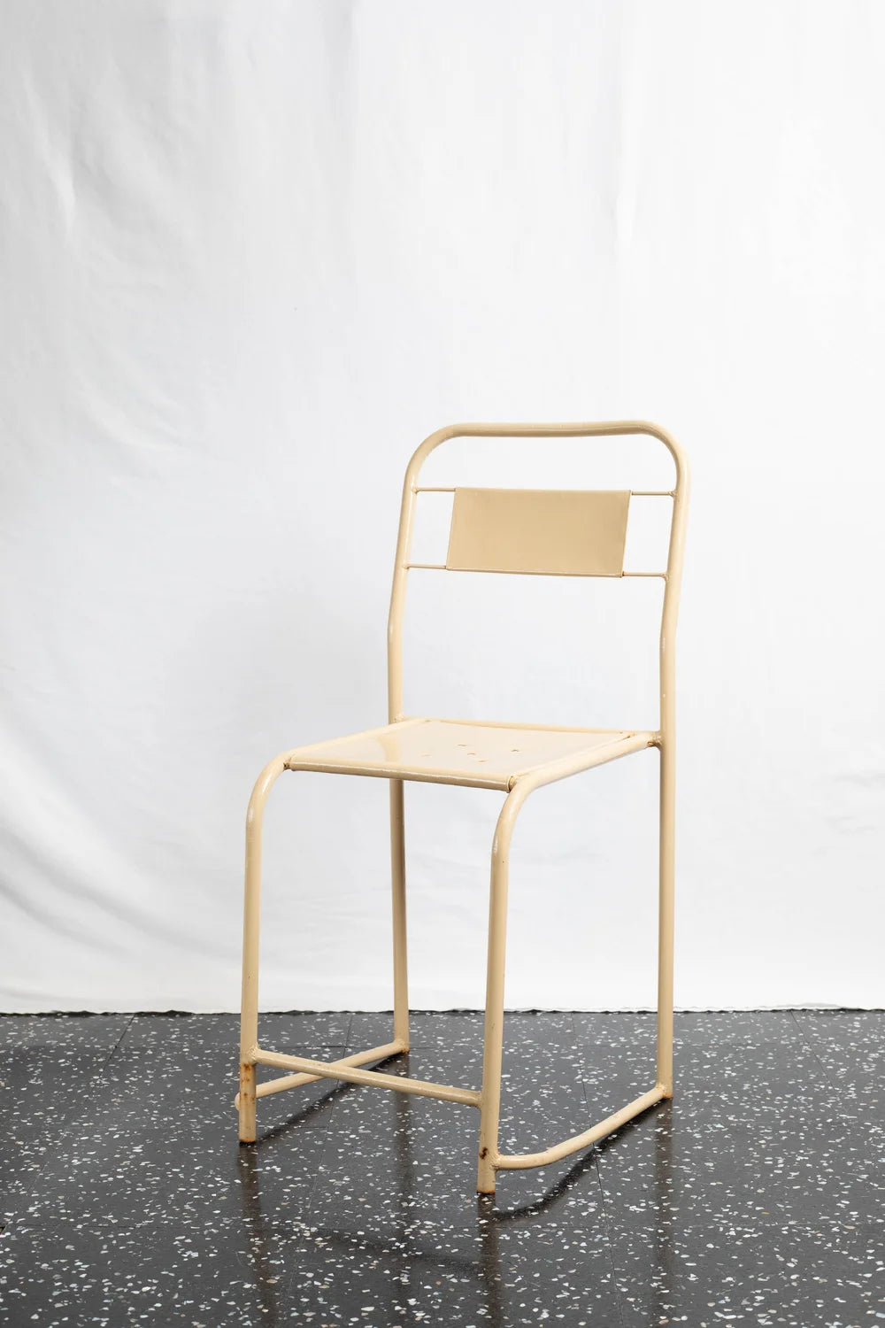 CH036 Creamy Almond Industrial Stacking Chair