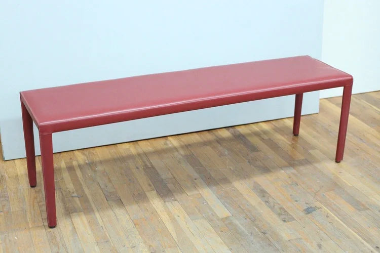BE011 Red Leather Bench