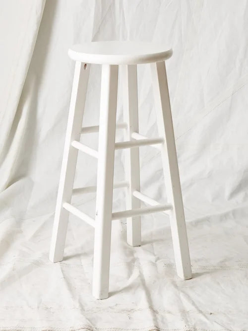 ST014 White Painted Wood Stool