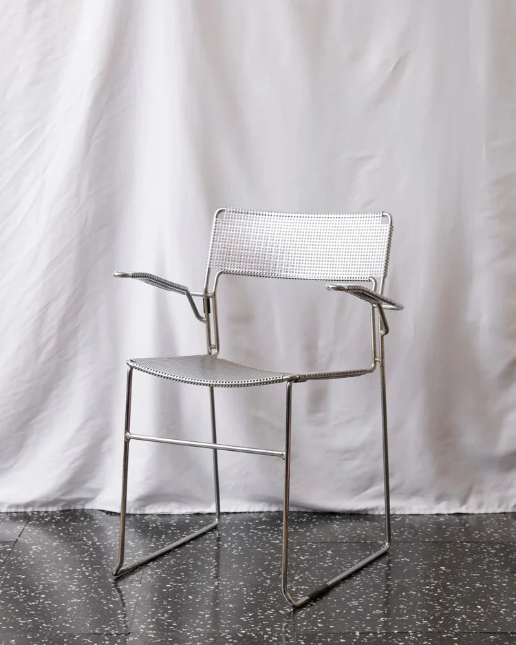CH087 Chrome Perforated Dining Chair with Arms