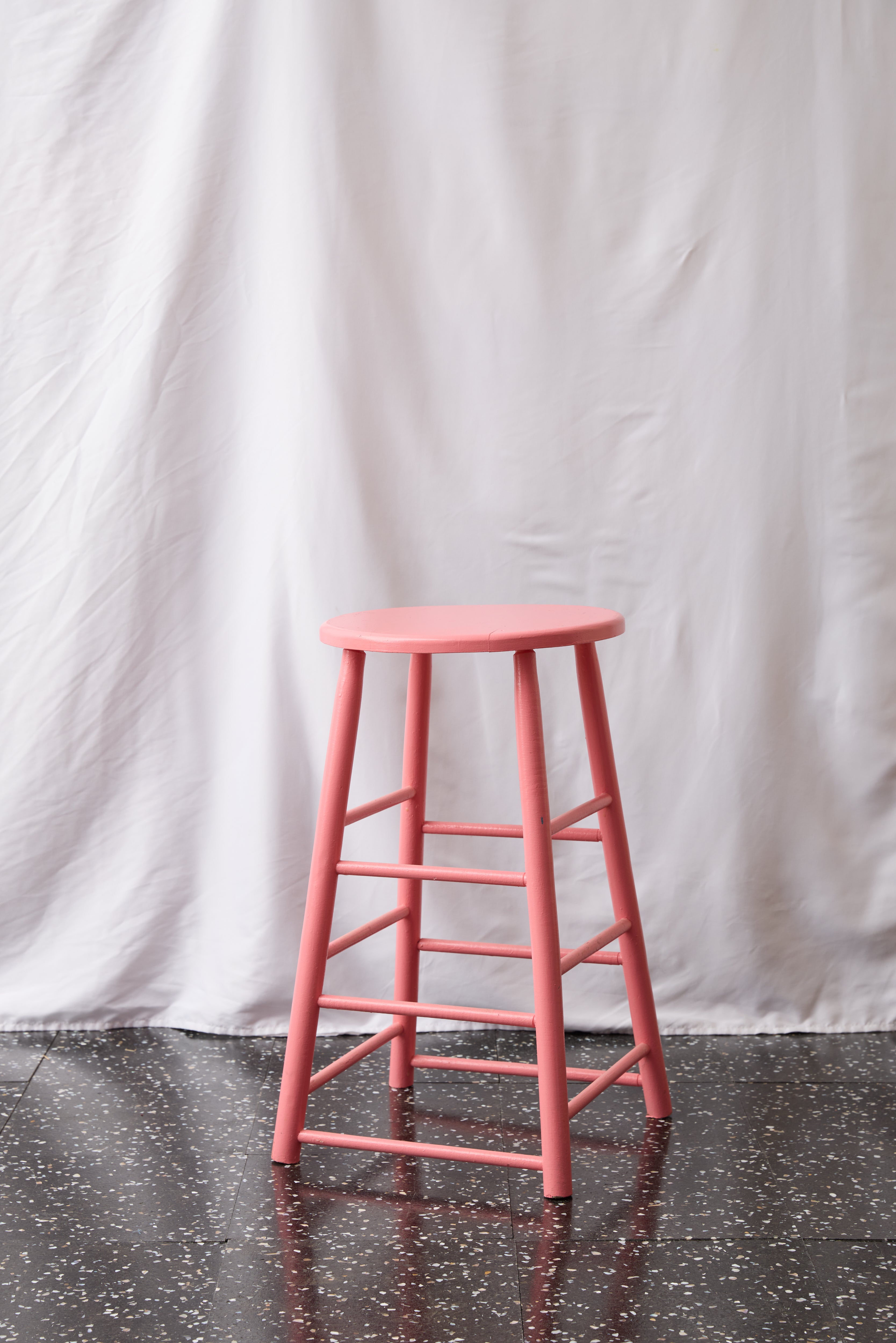 ST105 Round Top Wooden Stool Flamingos Dream Pink